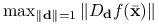 \max _{{\|\mathbf{d}\|=1}}\| D_{\mathbf{d}}f({\bar{\mathbf{x}}})\|
